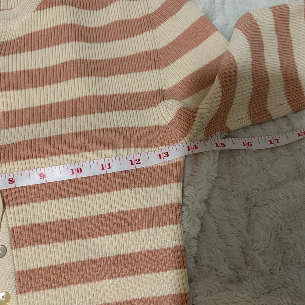 Zara Cream and Tan Striped Cardigan - Picture 3 of 8